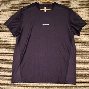 BAMBOO AVE Solid Black Logo‎ Polyester Blend Mens Large Athletic T Shirt